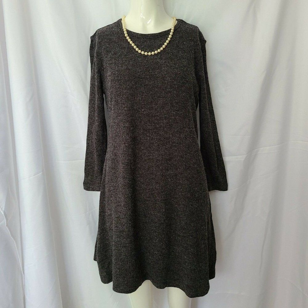 Shein Womens Gray Ribbed‎ Knit Sweater Dress Top XS